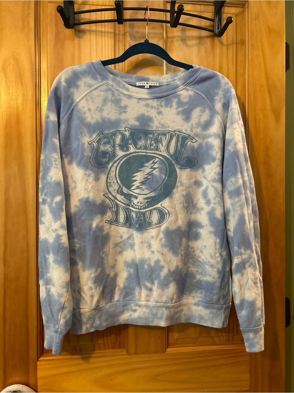 Junk Food Clothing Grateful Dead Tie-Dye Crewneck - Light Blue & White